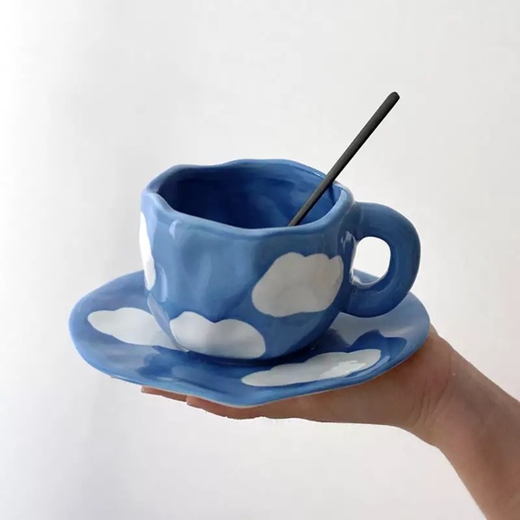 Other - Adorable Ceramic Cloud Mug and Plate Set